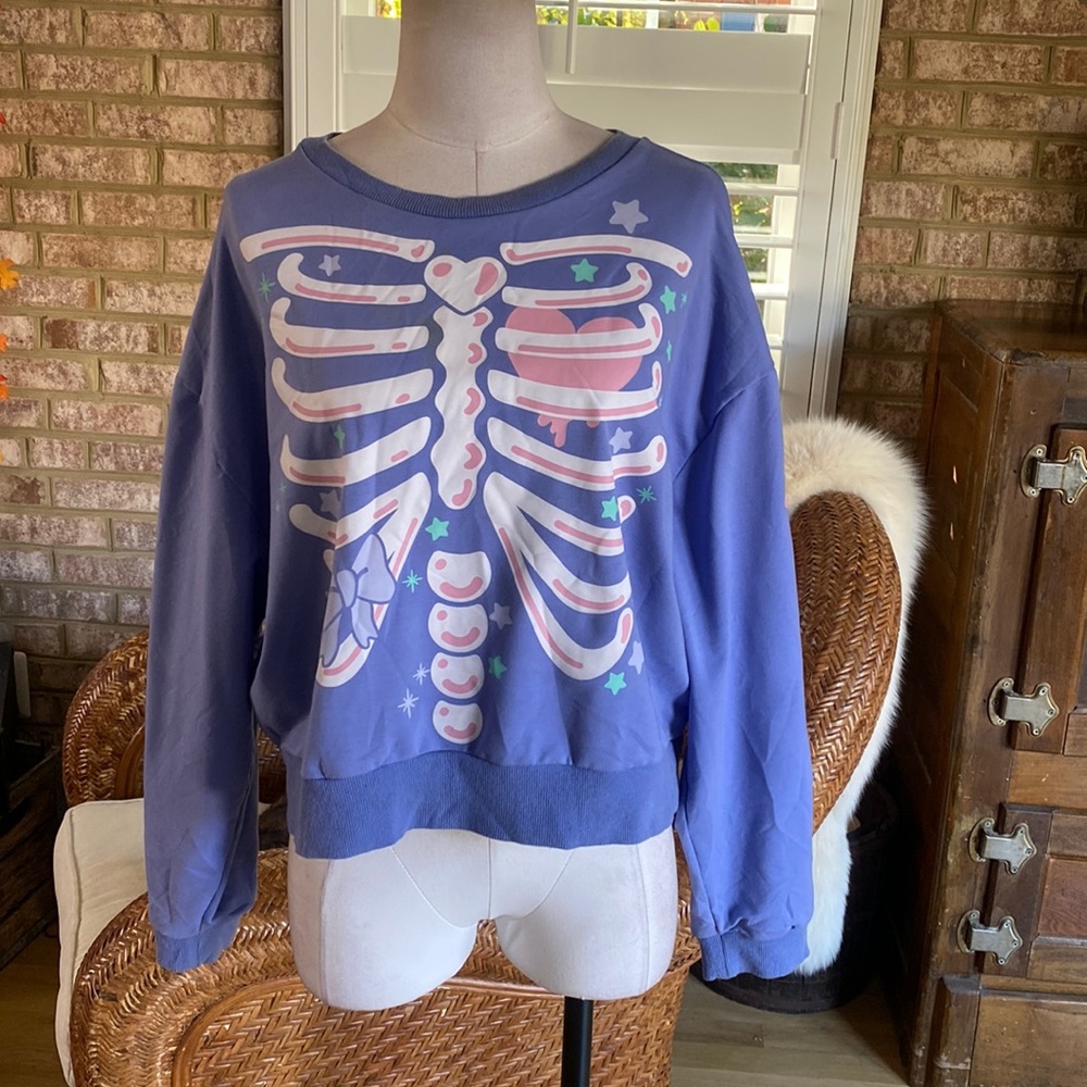 Dolls Kill Purple Skeleton Sweatshirt